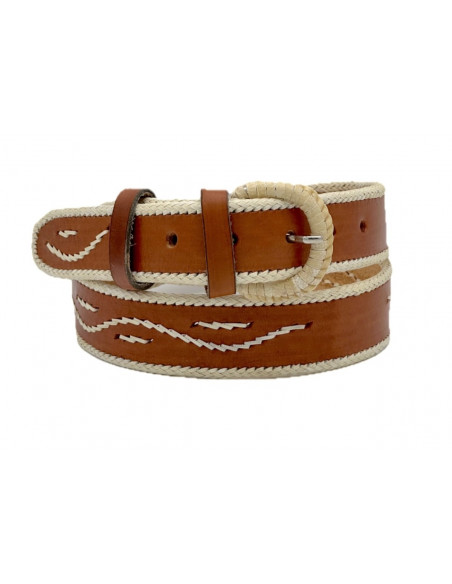 CINTURÓN COSTURA DE BORDE PIEL